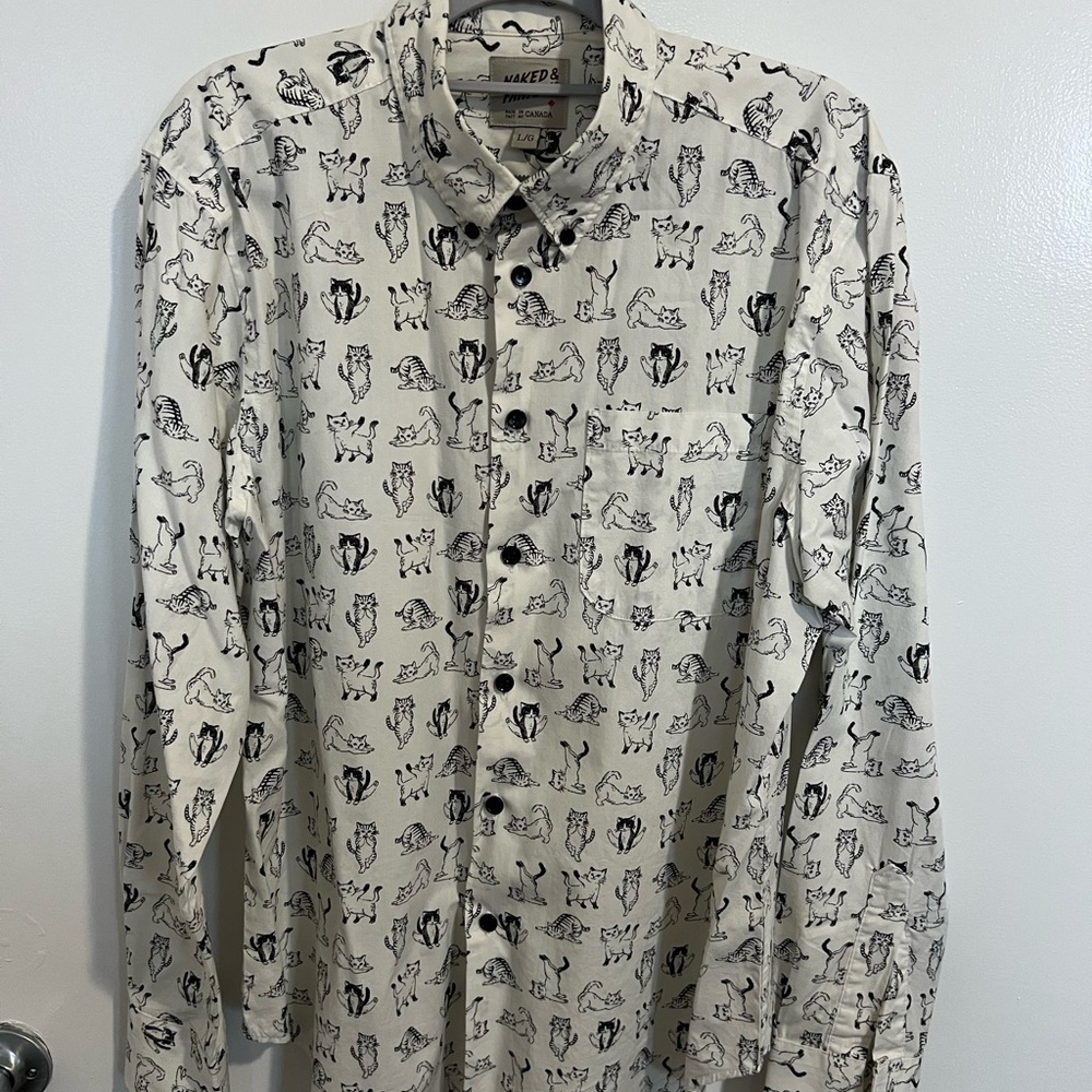 Naked & Famous Cat Print Shirt